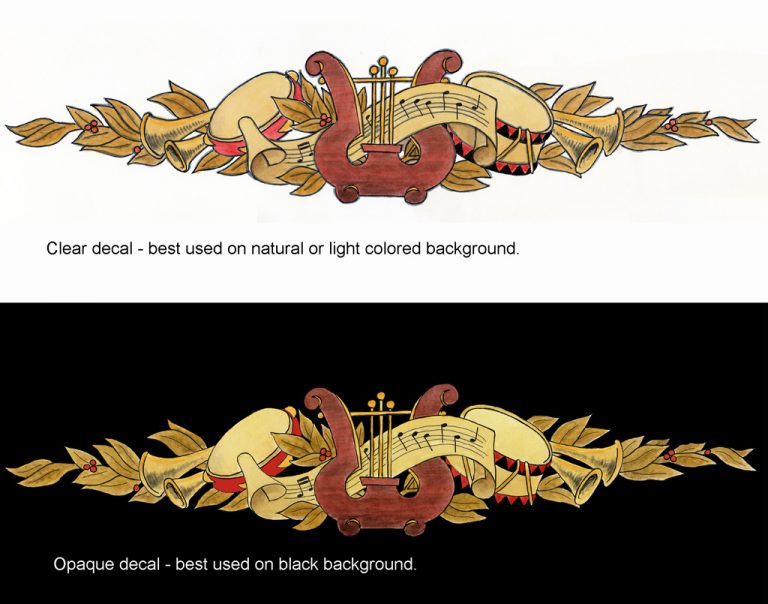 Stella “Lyre and Drums” banner decals Stella Guitars